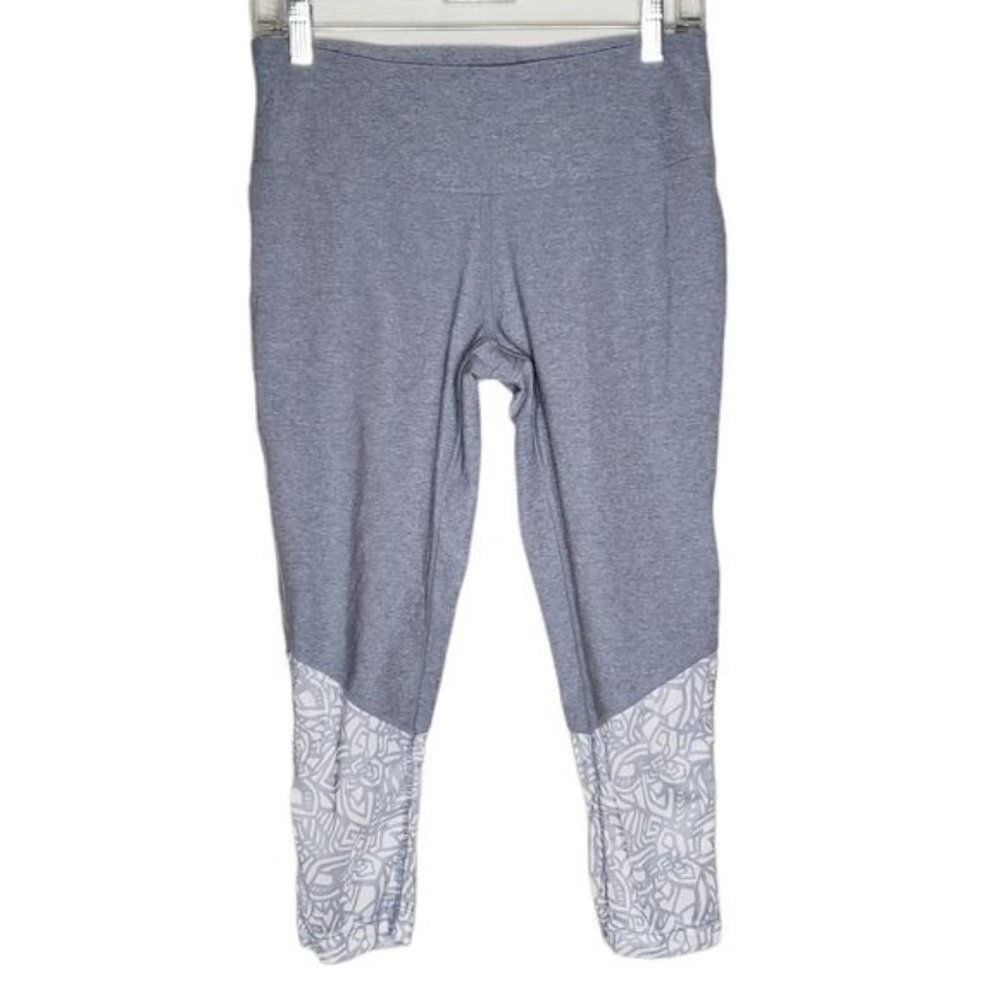 Mondetta Medium Gray Crop Leggings Geometric Mesh